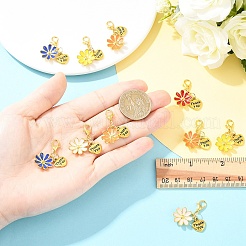 10 шт. подвеска из цветочного сплава с эмалью&nbsp;HJEW-YW00273