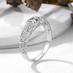 Плоские круглые латунные кольца с микропаве и прозрачным фианитом на палец&nbsp;FS-WG5A4EB-01