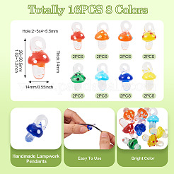 16шт 8 цвета подвески ручной работы лэмпворк&nbsp;LAMP-TA0001-43