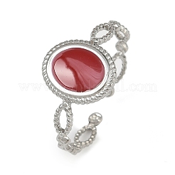 Овальные эмалевые манжеты из нержавеющей стали 304 для женщин&nbsp;RJEW-G355-01P-02