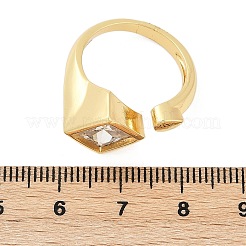 Ромбовидные латунные кольца-манжеты с прозрачным кубическим цирконием для женщин&nbsp;RJEW-G343-09G