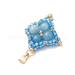 Подвески в форме звезды из окрашенного натурального синего кварца и стеклянных бусин&nbsp;PALLOY-MZ00692-01