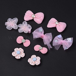 5 пара 5 стильных заколок крокодил из полиэстера с бантом и цветком&nbsp;PHAR-C012-01A