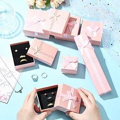 12 шт. 6 стиля прямоугольные квадратные бумажные коробки для хранения комплектов ювелирных изделий с бантом&nbsp;CON-CJ0001-27