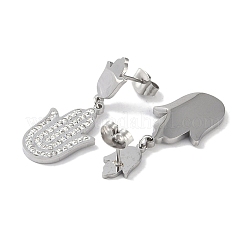 Серьги-подвески из полимерной глины 304 с изображением руки хамсы и стразами&nbsp;EJEW-L283-012P