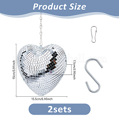 Сердце стеклянный зеркальный шар отражающий шар&nbsp;AJEW-WH0036-123A