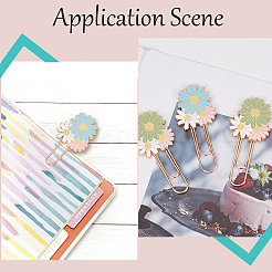 6 шт. 2-х цветные эмалевые скрепки из цинкового сплава в виде ромашки&nbsp;AJEW-SC0002-83