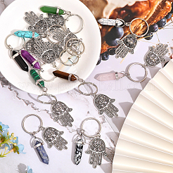 12 шт. 12 стиля пуля драгоценный камень и стеклянный кулон брелок с хамсой рука/рука Мириам с глазом шарм&nbsp;KEYC-GL0001-05