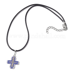 Ожерелья с подвесками из стеклянного креста&nbsp;NJEW-MZ00025-03