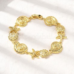 Летние пляжные браслеты-цепочки с микропаве из латуни&nbsp;LS-BJEW-C118-02A-G