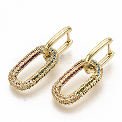 Серьги-кольца из латунного микро-паве с фианитами&nbsp;EJEW-S208-070A