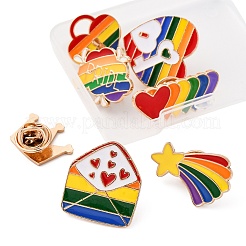7 шт. 7 стиля эмалевых значков с радужной тематикой&nbsp;JEWB-FP0001-04