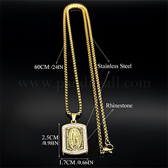 Мужские ожерелья-цепочки с подвеской из нержавеющей стали 304 с кристаллами и стразами&nbsp;FS-WG2A4A4-02