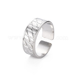 Кольцо-манжета из нержавеющей стали марки 304 с широким открытым ребром и не тускнеющим покрытием для женщин&nbsp;RJEW-N038-046P