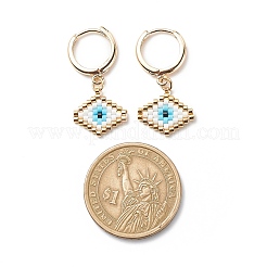 Японские плетеные ромбы с серьгами-кольцами с дурным глазом&nbsp;EJEW-MZ00002-01