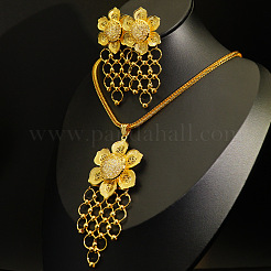 Ожерелья с подвесками из цветочного сплава и комплекты серег-гвоздиков&nbsp;FS-WG618C7-01