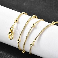 Ожерелья из цепочек-змей с круглыми шариками из латуни толщиной 3 мм&nbsp;NJEW-M108-03G