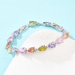 Теннисные браслеты из платиновой латуни с микропаве из кубических цирконий&nbsp;BJEW-B160-07P