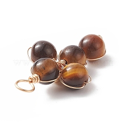 Подвески из медной проволоки с натуральным тигровым глазом&nbsp;PALLOY-JF01981-05