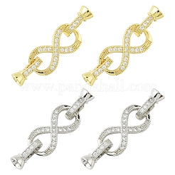 2 шт. латунные застежки с микропаве из прозрачного кубического циркония&nbsp;KK-YW0003-54P