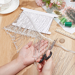 1 ярд полиэстеровой кружевной ленты с кисточкой из стеклянных бусин&nbsp;OCOR-NB0002-13C