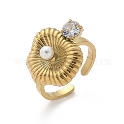 Кольца-манжеты из нержавеющей стали 304 с кубическим цирконием для женщин&nbsp;RJEW-D302-02G-01