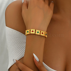 Элегантные винтажные латунные браслеты с квадратными бусинами и разноцветными стразами для женщин&nbsp;GA9920