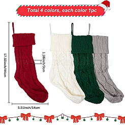 4 шт. 4-х цветные вязаные акриловые хлопчатобумажные мешочки для чулок&nbsp;AJEW-SP0004-04