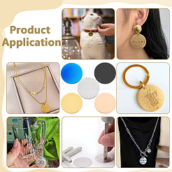 10 шт. 5 цвета 304 нержавеющая сталь штамповка пустые бирки кабошоны&nbsp;STAS-PH0006-89