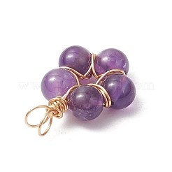 Подвески из натурального розового кварца/аметиста/сердолика/зеленого авантюрина/кварца с круглыми бусинами&nbsp;PALLOY-JF03468