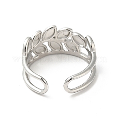 Некорневой лист из нержавеющей стали 304 открытый манжетный перстень для женщин&nbsp;RJEW-I085-25P