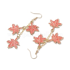 Серьги с подвесками из сплава кленового листа с эмалью&nbsp;EJEW-JE06093
