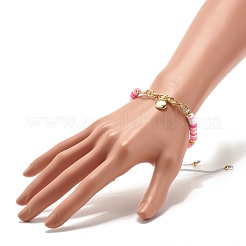 Плетеный браслет из бусин из полимерной глины ручной работы&nbsp;BJEW-JB07407-01