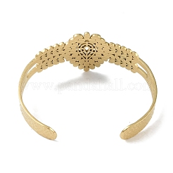 Браслеты-манжеты из нержавеющей стали 304 с полыми листьями для женщин&nbsp;BJEW-U002-07G