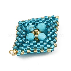 Подвески из граненой круглой синтетической бирюзы и стеклянных бусин ручной работы&nbsp;PALLOY-MZ00757-02