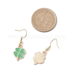 Серьги-подвески из сплава клевера с эмалью&nbsp;EJEW-JE06614