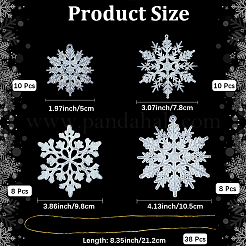 36шт снежинка пластиковая подвеска украшения&nbsp;DIY-CP0013-33A