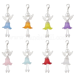 8 шт. 8-цветный матовый акрил и стеклянный жемчуг в виде цветка-ангела&nbsp;HJEW-JM03482