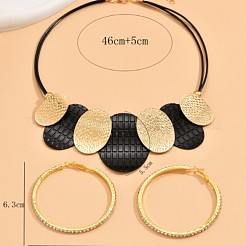 Комплекты из овальных серег-колец и ожерелий из сплава&nbsp;FS-WGB4E52-01