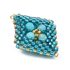 Подвески из граненой круглой синтетической бирюзы и стеклянных бусин ручной работы&nbsp;PALLOY-MZ00757-02