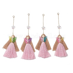 Подвесные украшения в виде ангелов из хлопка и стекла&nbsp;HJEW-JM04649