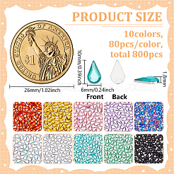 800 шт. 10-цветные прозрачные акриловые стразы-кабошоны с плоским основанием и покрытием сзади&nbsp;OACR-FG0001-34