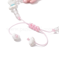 Браслеты из синтетической бирюзы и магнезита с плетением из бусин&nbsp;BJEW-JB11676