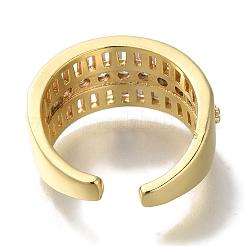 Покрытие стойки латунь прозрачный цирконий широко открытые манжеты кольца&nbsp;RJEW-S411-20G