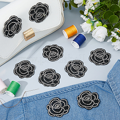 20 шт. пришивные тканевые нашивки с цветочным кристаллом и стразами&nbsp;PATC-FH0001-34B