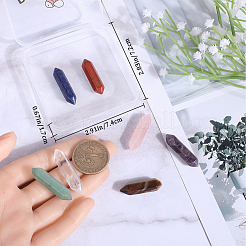 7 чакра ограненные натуральные смешанные камни с двойными концами лечебные камни&nbsp;G-BBC0001-48