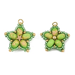 Подвески из стеклянного бисера ручной работы и синтетических окрашенных бусин императорской яшмы&nbsp;PALLOY-MZ00752