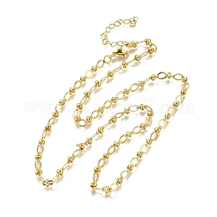 Ожерелья из латунных цепочек с овальными и рондельными звеньями&nbsp;NJEW-M108-32G