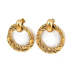 Серьги-гвоздики с витым кольцом из нержавеющей стали 304&nbsp;EJEW-K268-26G