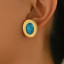 Винтажные серьги-гвоздики из нержавеющей стали с бирюзой&nbsp;YU8989-1